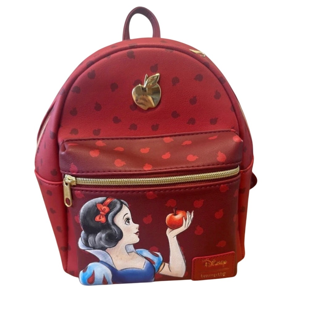 Disney Loungefly Snow White Apple All Over Print Red Mini Backpack Retro